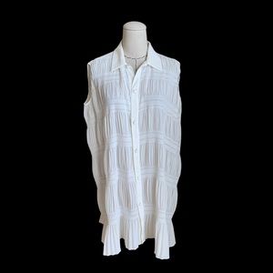 Vintage 90s y2k Vivienne Tam White Pleated Tunic Top Dress Miyake